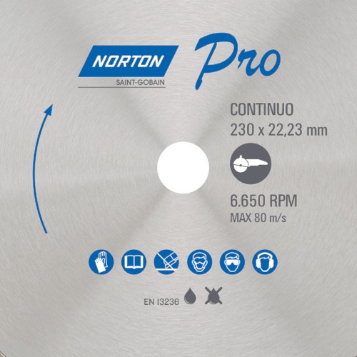 Disco diamantado liso 230 x 22,23 mm para porcelanato
