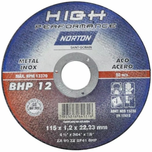 Disco de corte para metal / inox 4.1/2 x 3/64 x 7/8