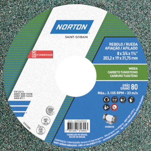 Rebolo reto para metal duro 8 Rebolo reto para metal duro 8