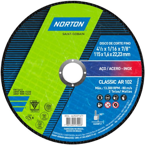 Disco de corte para metal 4.1/2 x 1/16 x 7/8 Disco de corte para metal 4.1/2 x 1/16 x 7/8