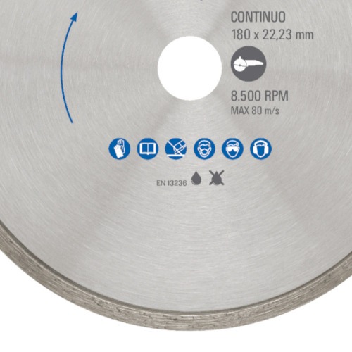Disco diamantado segmentado 180 x 22,23 mm para porcelanato