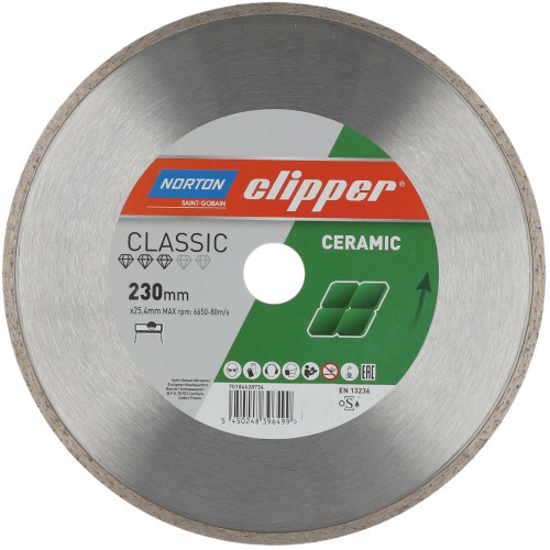 Disco diamantado liso para porcelanato 230 x 25,4 mm - Clipper Disco diamantado liso para porcelanato 230 x 25,4 mm - Clipper