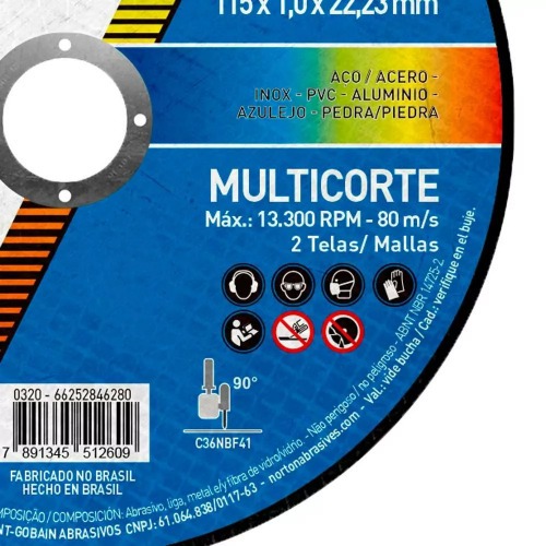 Kit 25 Discos de corte para multi materiais 4.1/2 x 3/64 x 7/8 Kit 25 Discos de corte para multi materiais 4.1/2 x 3/64 x 7/8