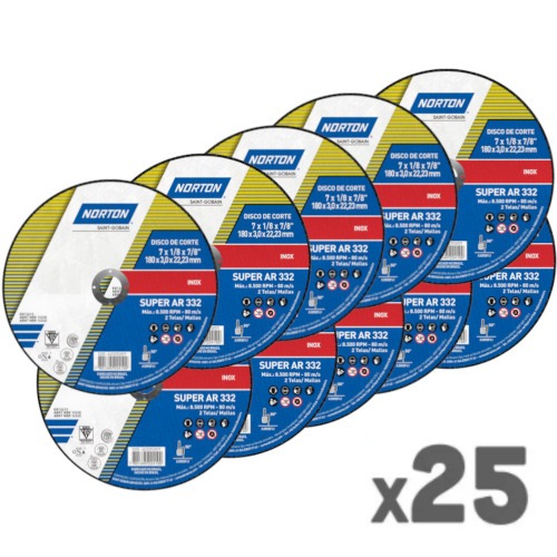 Kit 25 Discos de corte para inox 7 x 1/8 x 7/8