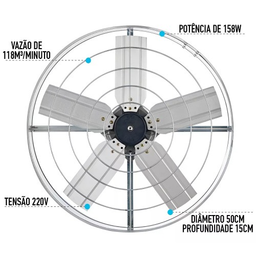 Exaustor axial 50 cm linha comercial - EX50  220V