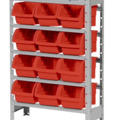 Estante metálica com 12 gavetas n° 5 vermelha - EF12/5V Estante metálica com 12 gavetas n° 5 vermelha - EF12/5V