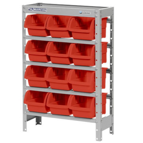 Estante metálica com 12 gavetas n° 5 vermelha - EF12/5V Estante metálica com 12 gavetas n° 5 vermelha - EF12/5V