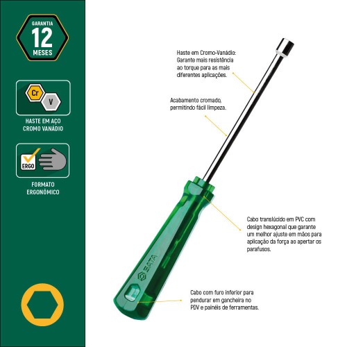 Jogo de chave canh�o 4 a 13 mm 10 pe�as - ST08046L