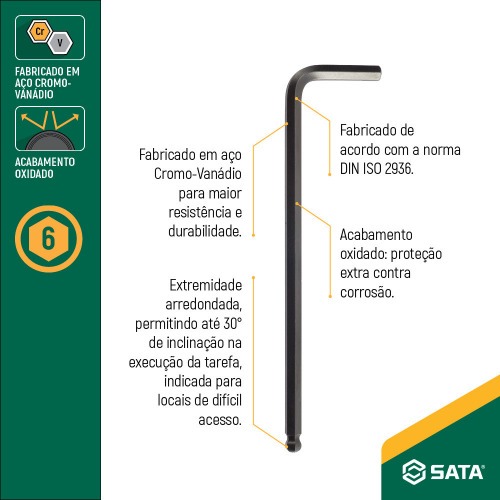 Chave allen hexagonal abaulada 10 mm - ST84710L