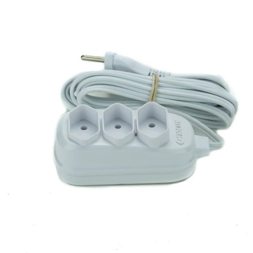 Extens�o el�trica 3 metros 3 tomadas 2 x 0,75 mm 10A bipolar