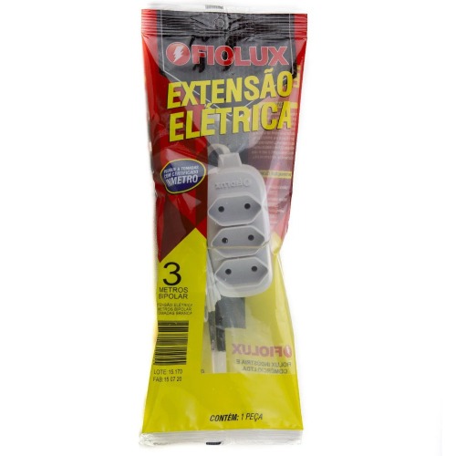 Extens�o el�trica 5 metros 3 tomadas 2 x 0,75 mm 10A bipolar