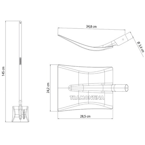 P� quadrada com cabo de madeira 120 cm