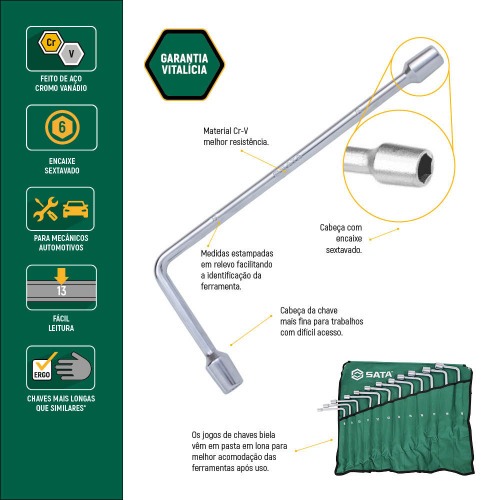 Jogo Chave Biela Sextavado de 8 a 19mm 12 pe�as - ST08021L