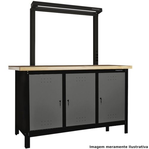 Suporte de ilumina��o 1070 x 155 mm para bancada com 3 tomadas - 91526