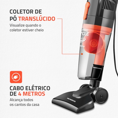 Aspirador de p�  2 em 1 port�til e vertical 1.100 watts  Turbo Cycle - AP-35  220V