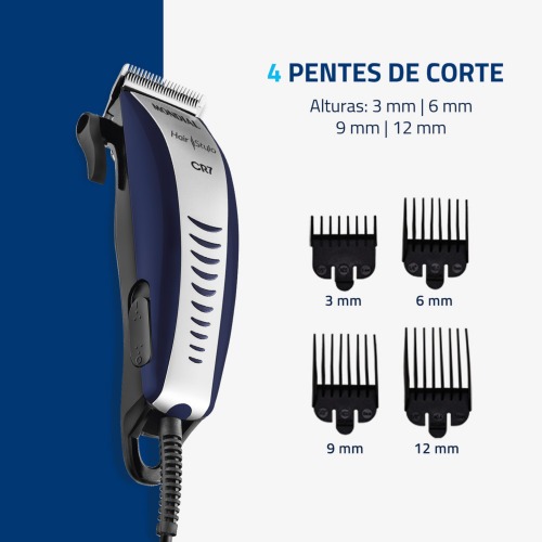 Máquina de cortar cabelo com 4 pentes e acessórios Hair Stylo - CR-07 110V Máquina de cortar cabelo com 4 pentes e acessórios Hair Stylo - CR-07 110V