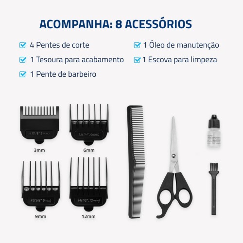 M�quina de cortar cabelo com maleta e acess�rios Titanium Power - CR-09M  110V
