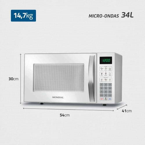Micro-ondas 34 litros 1400W 10 n�veis de pot�ncia - MO-02-34-W  110V