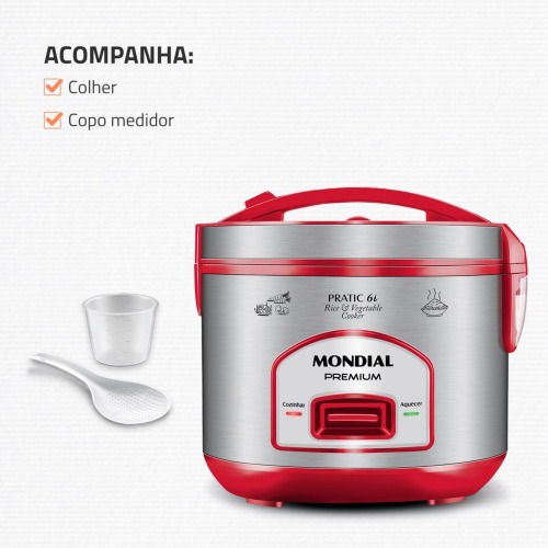 Panela el�trica de arroz 6 x�caras Pratic Rice 6i Red - PE-45-6X  110V