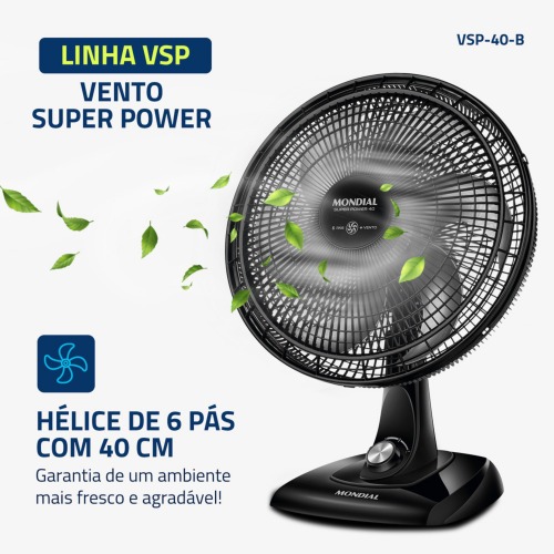 Ventilador de mesa 40 cm 6 p�s com 3 velocidades Super Power - VSP-40-B  220V