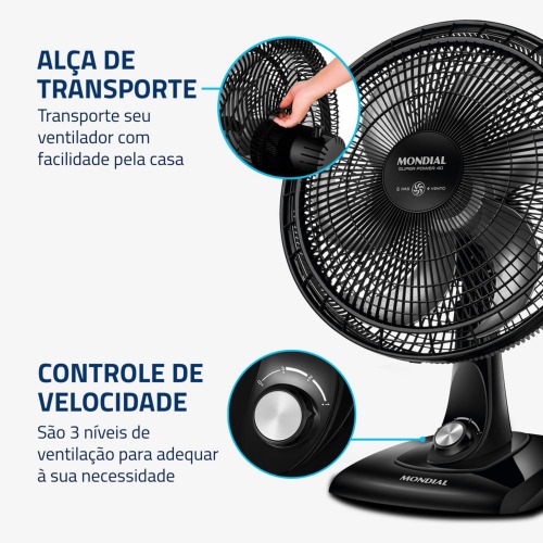 Ventilador de mesa 40 cm 6 p�s com 3 velocidades Super Power - VSP-40-B  220V