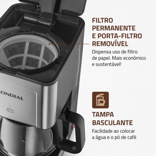 Cafeteira el�trica 800W jarra de vidro 32 x�caras Dolce Arome - C-44-32X-SI  110V