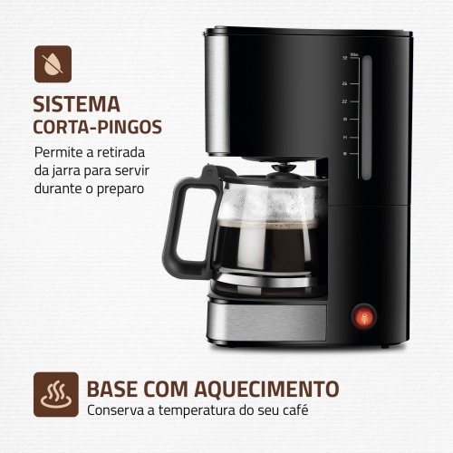 Cafeteira el�trica 800W jarra de vidro 32 x�caras Dolce Arome - C-44-32X-SI  110V