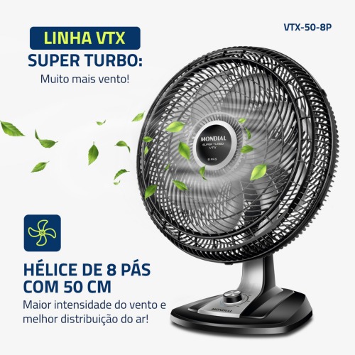 Ventilador de mesa 50 cm 8 pás 3 velocidades Turbo 110V Ventilador de mesa 50 cm 8 pás 3 velocidades Turbo 110V