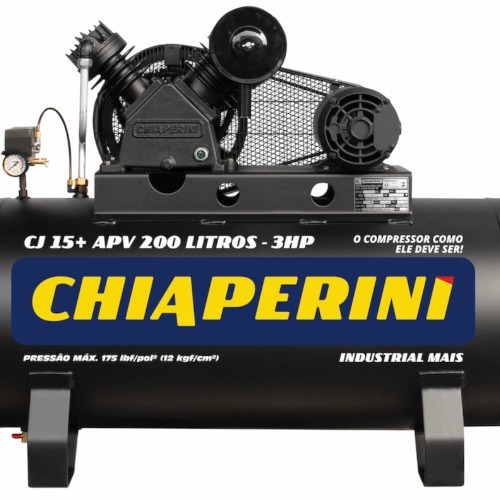 Compressor de ar 15 p�s 200 litros 3 hp 175 lbs monof�sico - CJ 15+ APV 200L  110V/220V