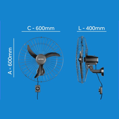 Ventilador de parede 60 cm oscilante preto - New 110V Ventilador de parede 60 cm oscilante preto - New 110V