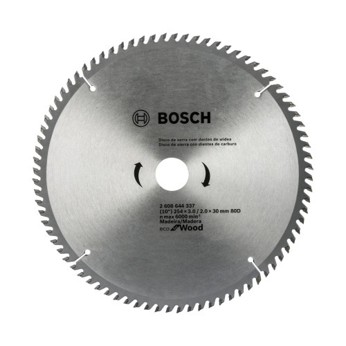 Disco de serra para madeira 254 x 30 mm 80 dentes - Eco Bosch Disco de serra para madeira 254 x 30 mm 80 dentes - Eco Bosch