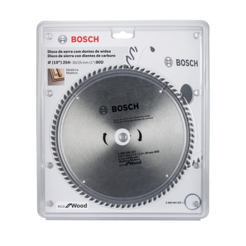 Disco de serra para madeira 254 x 30 mm 80 dentes - Eco Bosch Disco de serra para madeira 254 x 30 mm 80 dentes - Eco Bosch