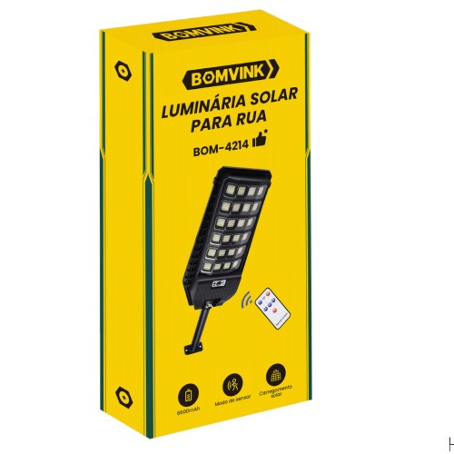 Luminária solar led com sensor de movimento 6600mAh - BOM-4214 Luminária solar led com sensor de movimento 6600mAh - BOM-4214