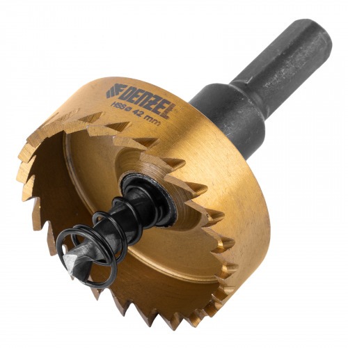 Serra copo para metal 42 mm revestimento em Nitreto de Titânio com suporte Serra copo para metal 42 mm revestimento em Nitreto de Titânio com suporte