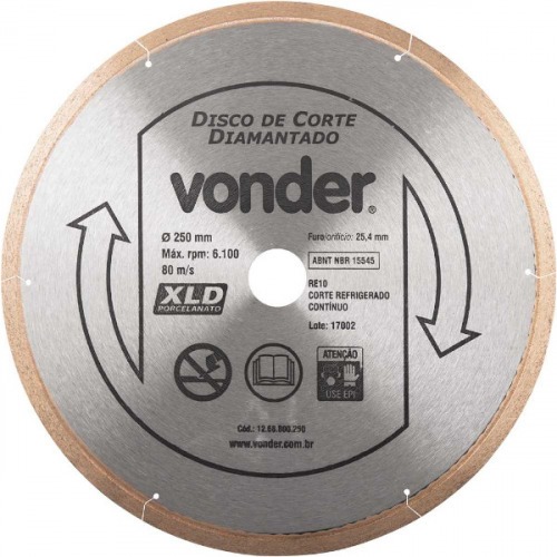 Disco diamantado liso 250 mm para porcelanato 