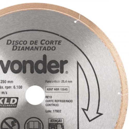 Disco diamantado liso 250 mm para porcelanato 