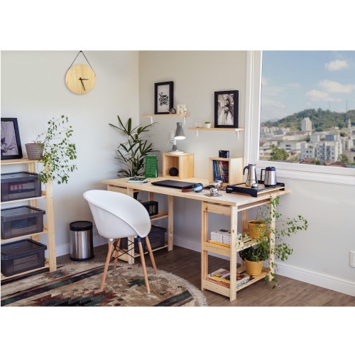 Estante Modulare em madeira pinus com 4 prateleiras 62,2 x 30,2 x 107,2 cm Estante Modulare em madeira pinus com 4 prateleiras 62,2 x 30,2 x 107,2 cm