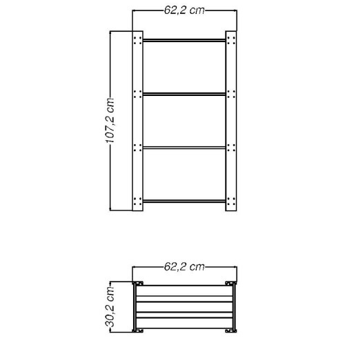 Estante Modulare em madeira pinus com 4 prateleiras 62,2 x 30,2 x 107,2 cm Estante Modulare em madeira pinus com 4 prateleiras 62,2 x 30,2 x 107,2 cm