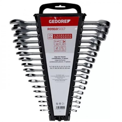 Jogo de chave combinada 6 a 22 mm a�o cromo van�dio 17 pe�as - R09105017