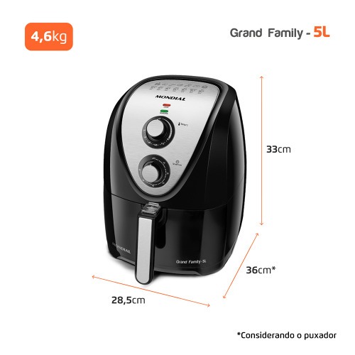 Fritadeira el�trica sem �leo Air Fryer 5L 1900W Grand Family Inox - AFN-50-BI  220V