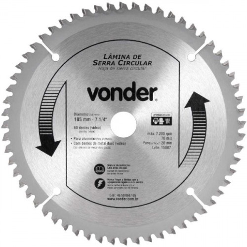 Disco de serra para alum�nio 185 x 20 mm 60 dentes