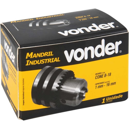 Mandril industrial com chave cone B18 capacidade 3 a 16 mm