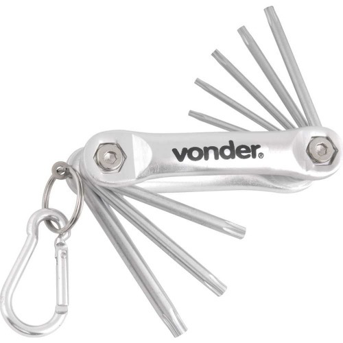 Jogo de chave hexalobular T9 a T40 com 8 pe�as suporte em alum�nio