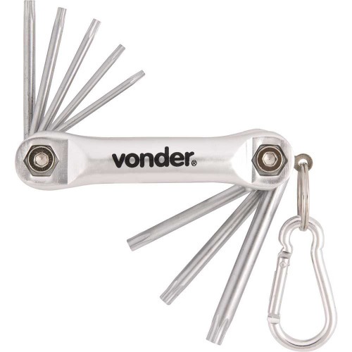 Jogo de chave hexalobular T9 a T40 com 8 pe�as suporte em alum�nio