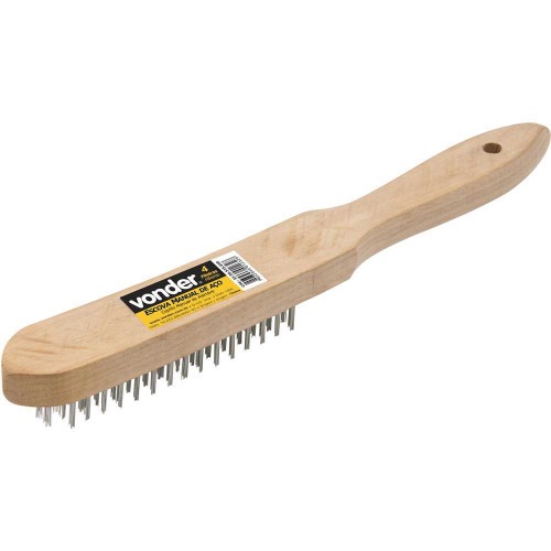 Escova de a�o carbono manual com 4 fileiras
