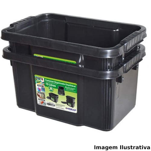 Caixa organizadora com tampa 15 litros empilh�vel - 25886