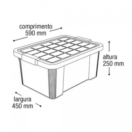 Caixa organizadora com tampa 40 litros empilh�vel - 25888