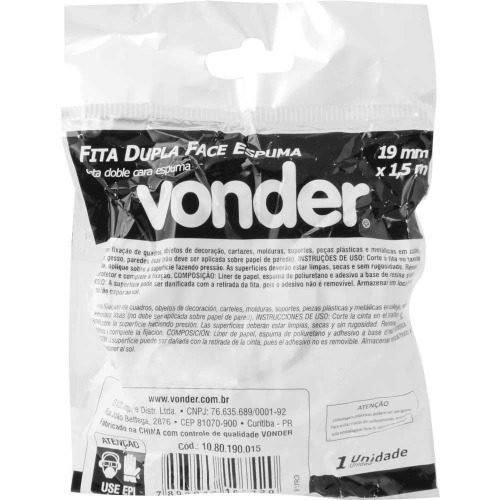 Fita dupla face espuma 19 mm x 1,5 m