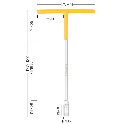 Chave canh�o 10 mm cabo tipo T - BOM-1264	