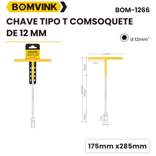 Chave canh�o 12 mm cabo tipo T - BOM-1266